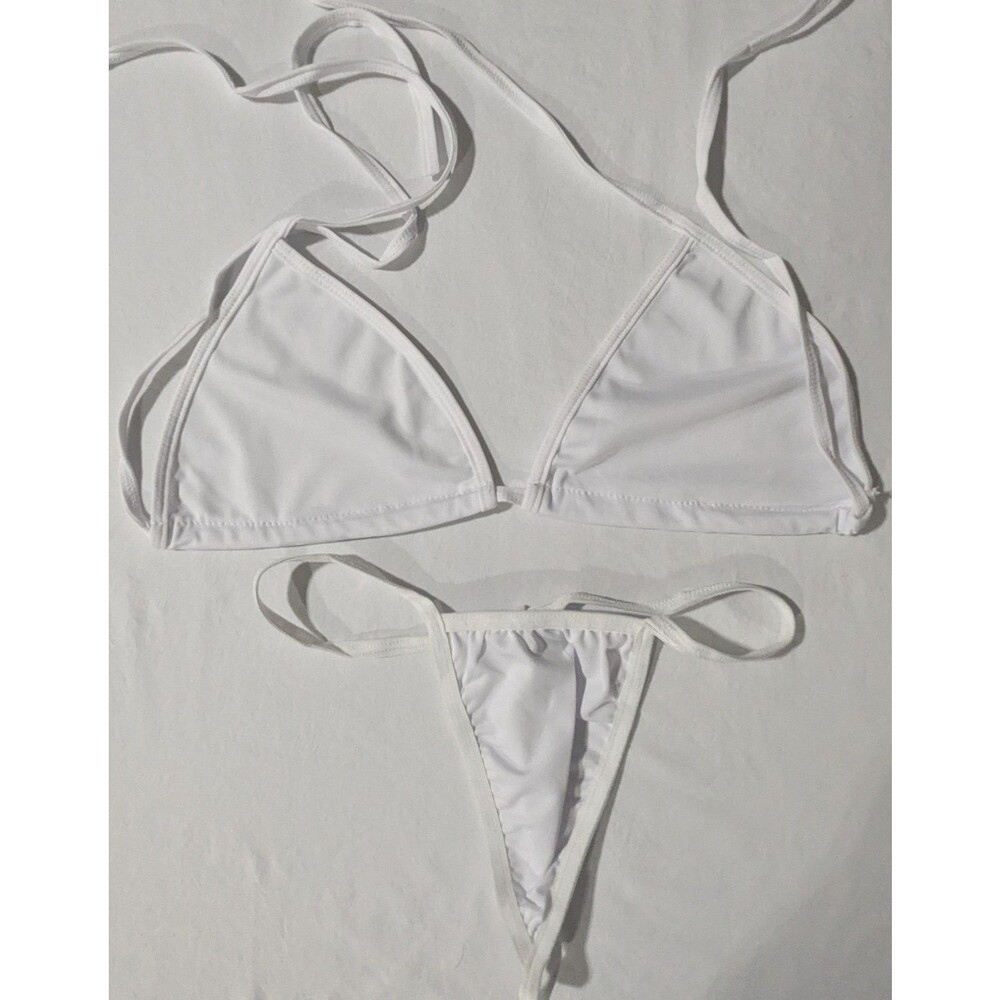 White Triangle String Bikini Set - Two Piece Swimsuit